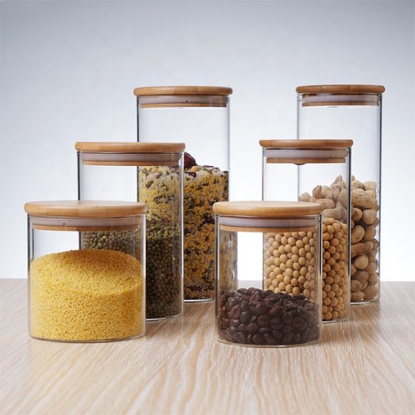 Fancy glass jars with bamboo lid (5)