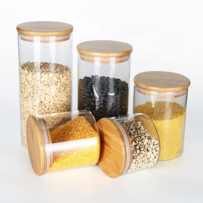 Fancy glass jars with bamboo lid (6)