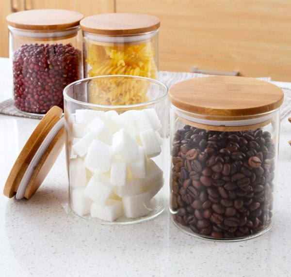 Food container glass jar with bamboo lid (2)