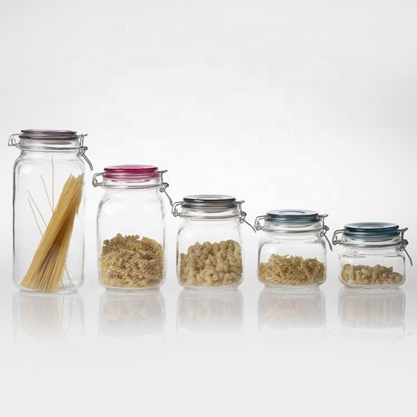 Nut containers clamp glass storage jar (4)