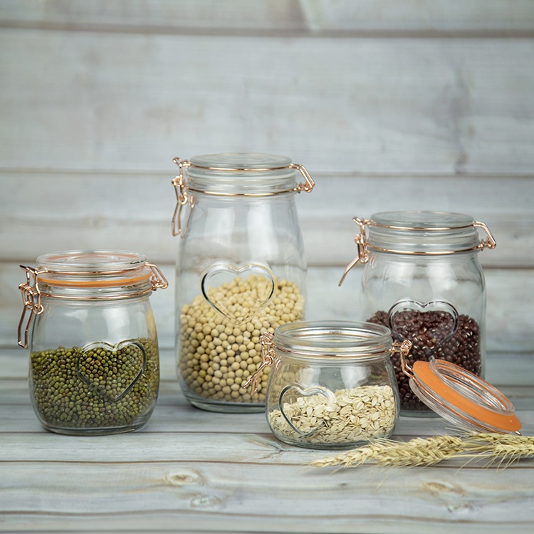 Nut containers clamp glass storage jar Cosmetic bottle manufacturers