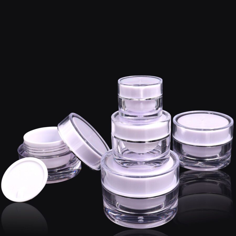 Acrylic Transparent Silver Edge Cream Jar 5g 30g for Cosmetic Packaging