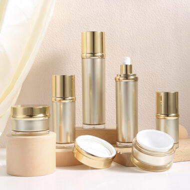 Cosmetic Acrylic Bottle 30ml 50ml 100ml Gold Set for Cream and Lotion Packaging