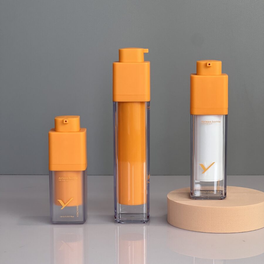 Orange Double Layer Vacuum Cosmetic Bottle with Airless Pump
