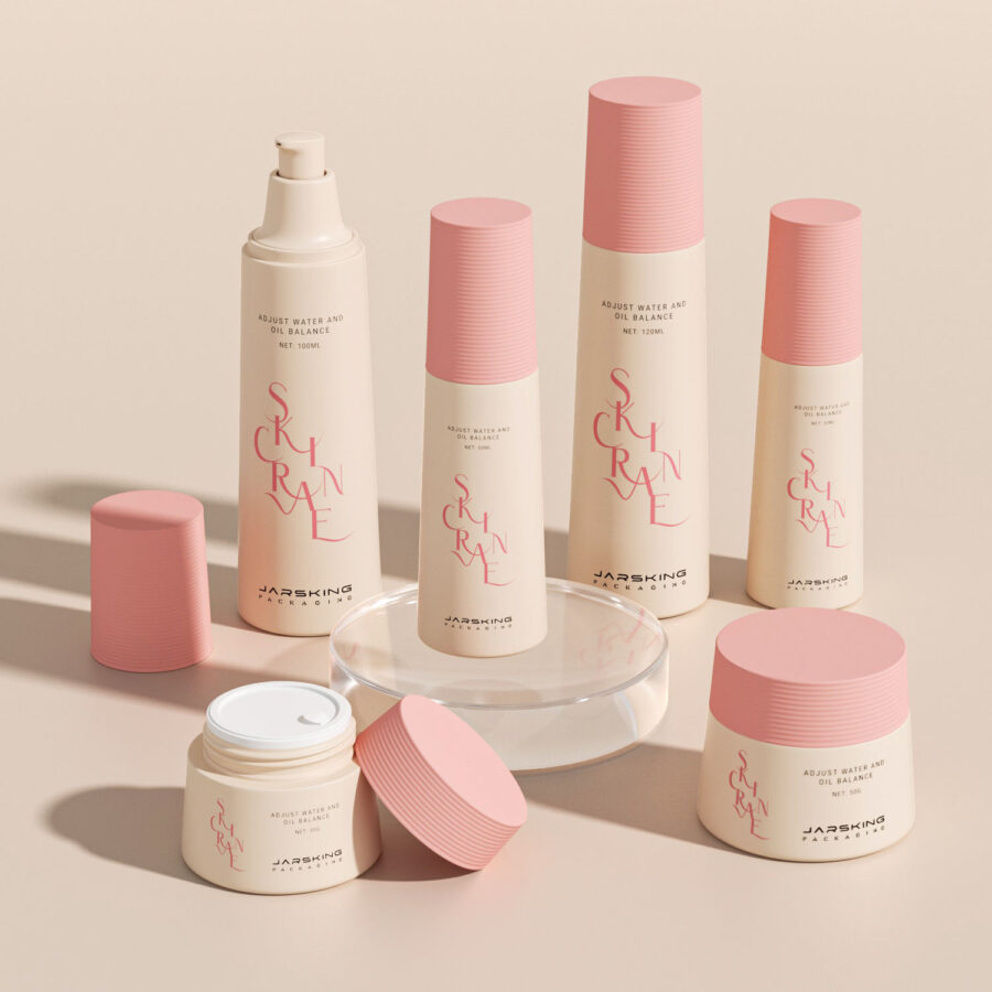 Frosted Round PET Cosmetic Bottles Set 30ml 50ml 100ml 120ml with Pump for Lotion and Serum