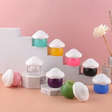 10g Acrylic Jam Jar with Multi-color Mushroom Shape Lip Gloss Container