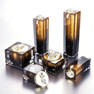 Square Acrylic Cream Jar Lotion Bottle Transparent Gradient Cosmetic Packaging