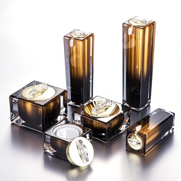 Square Acrylic Cream Jar Lotion Bottle Transparent Gradient Cosmetic Packaging