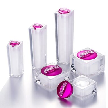 Square Acrylic Cream Jar Lotion Bottle Transparent Gradient Cosmetic Packaging