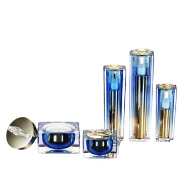 Square Acrylic Cream Jar Lotion Bottle Transparent Gradient Cosmetic Packaging