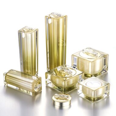 Square Acrylic Cream Jar Lotion Bottle Transparent Gradient Cosmetic Packaging